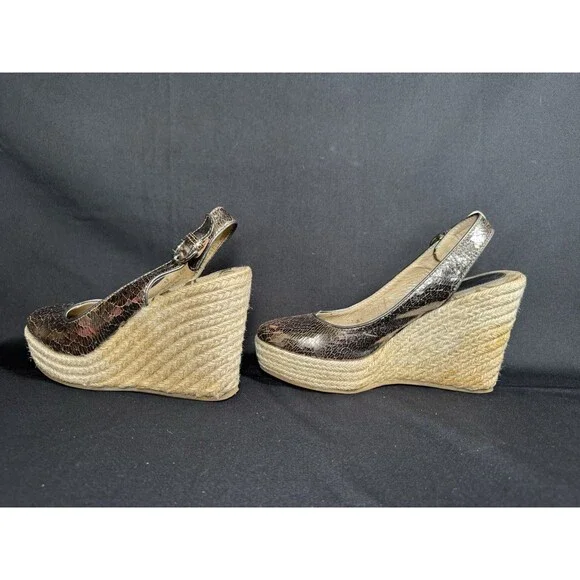 Y2K Coach Espadrille Karissa Wedge Platform Heels Bronze Metallic Size 9 B - Picture 6 of 9